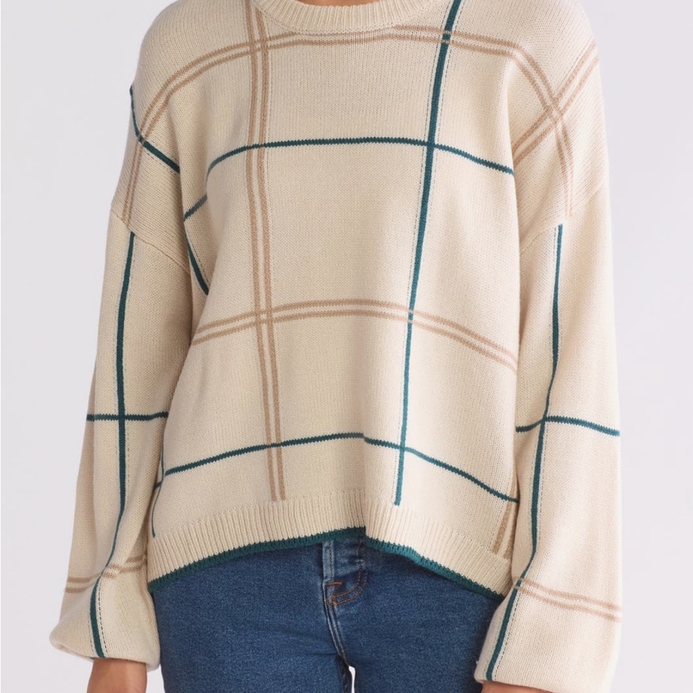 Splendid Giselle Cream Plaid Sweater